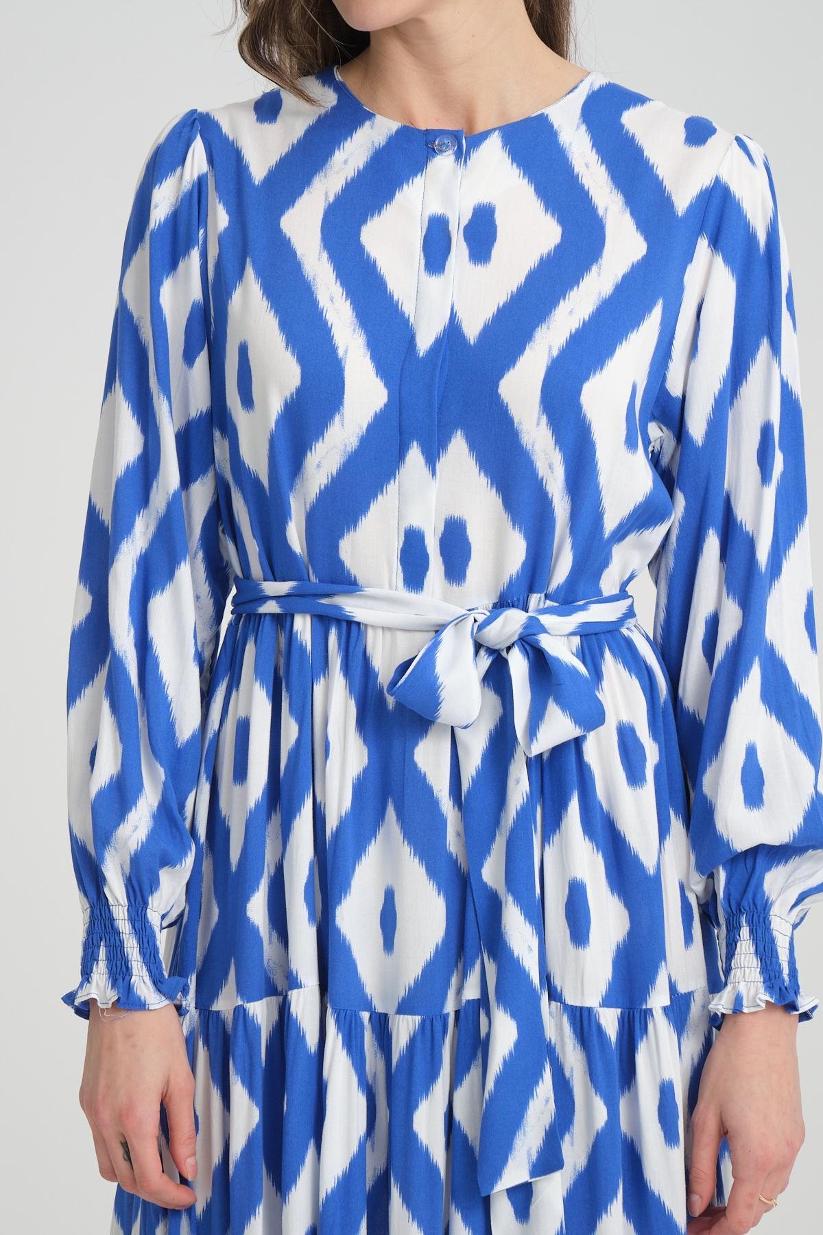 Women patterned maxi dress wholesale Blue color 693914