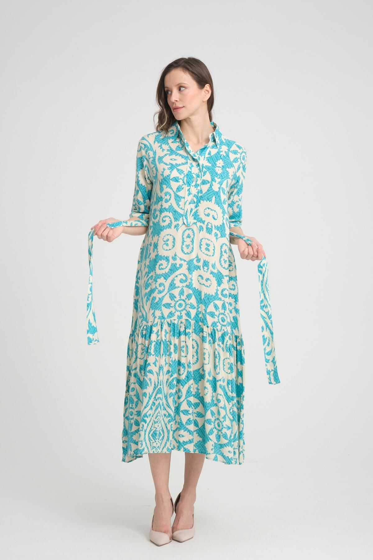 Women patterned midi dress wholesale Green color 693916