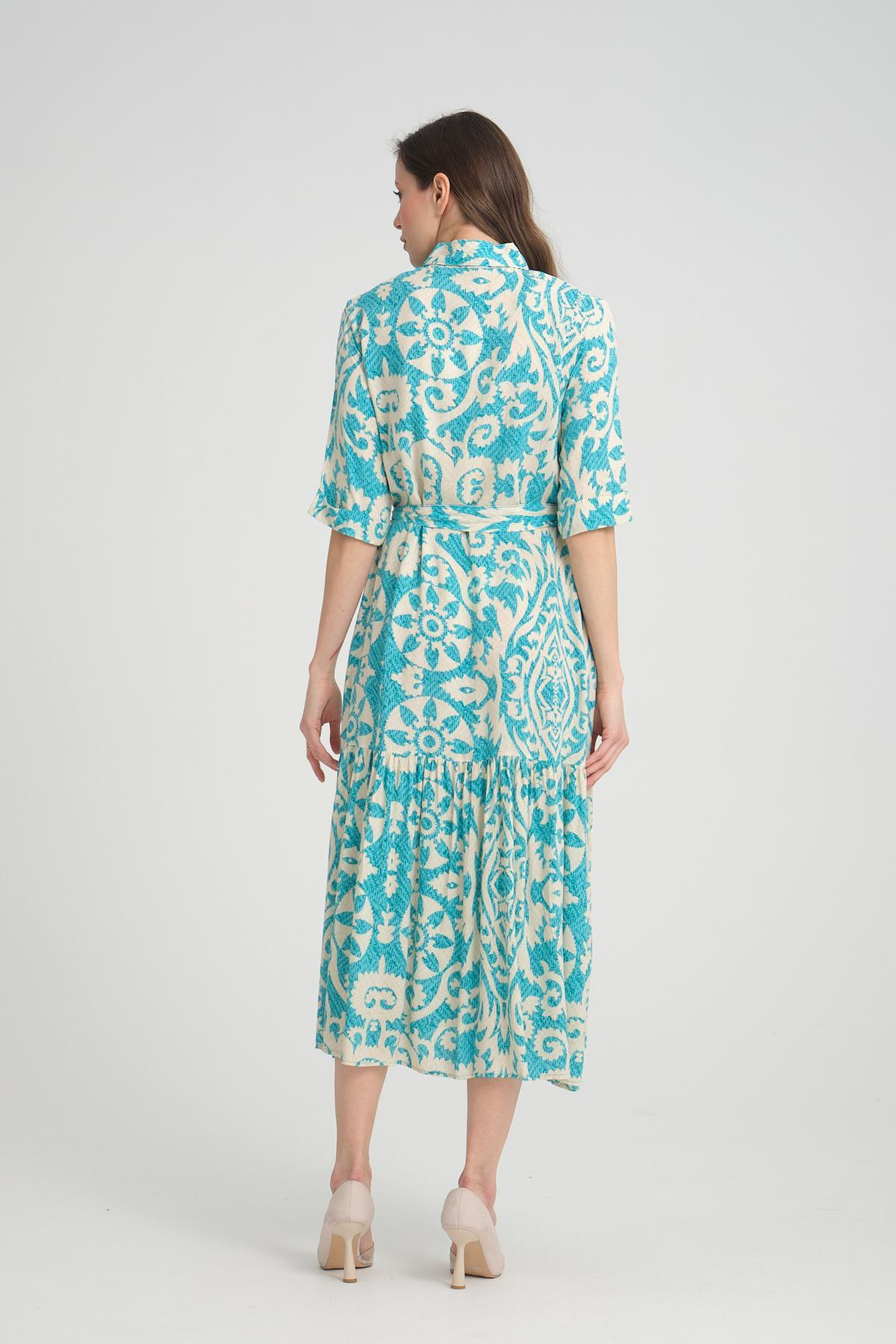 Women patterned midi dress wholesale Green color 693916