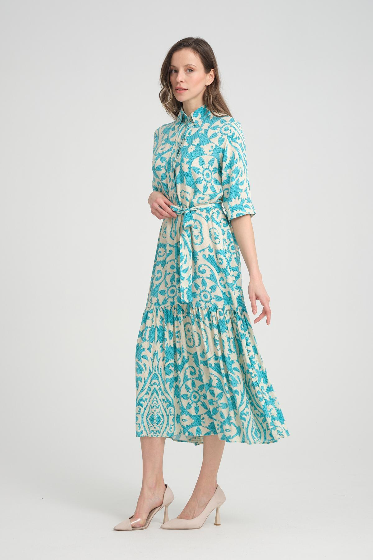 Women patterned midi dress wholesale Green color 693916