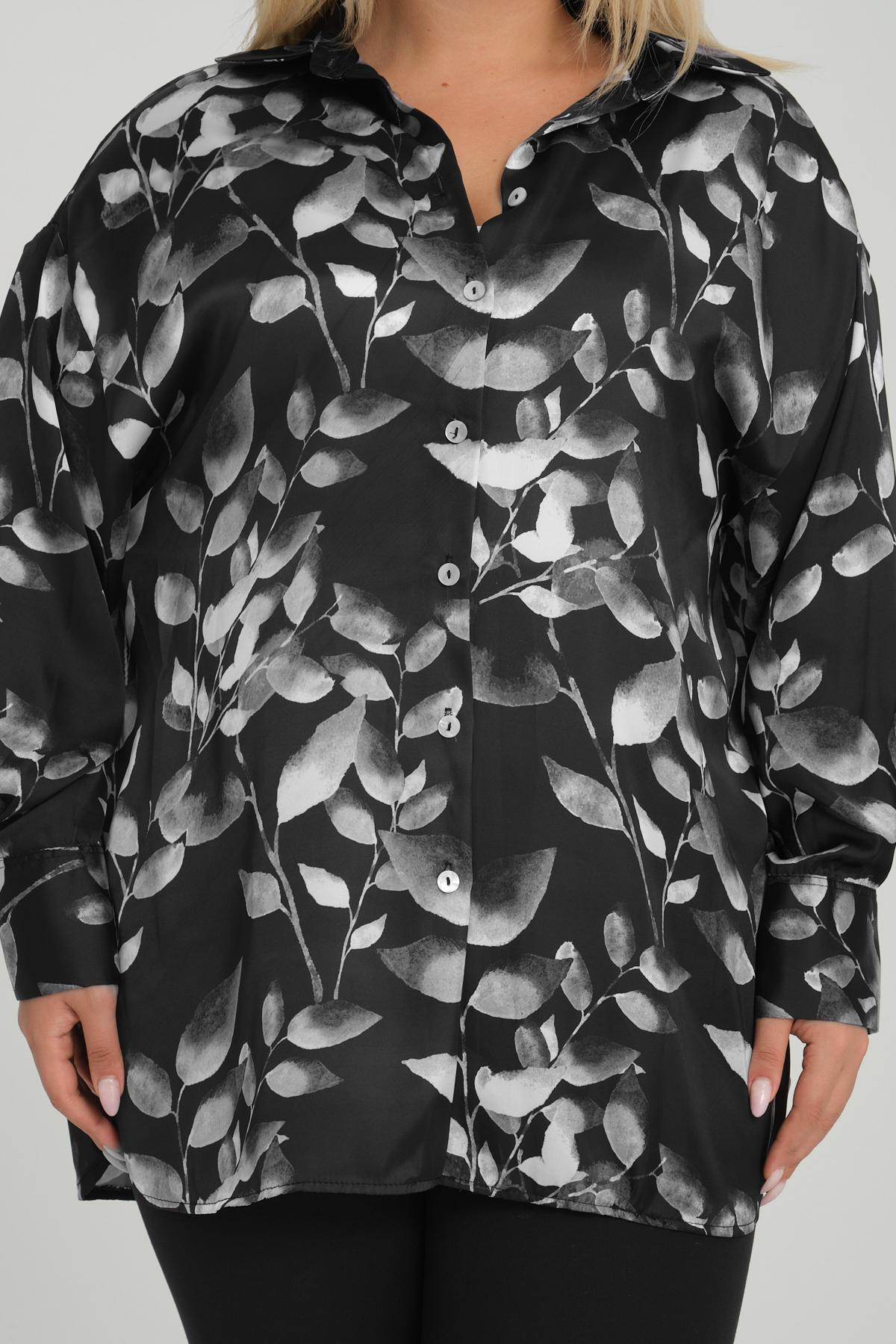 Women patterned shirt Plus size wholesale Black color 698884
