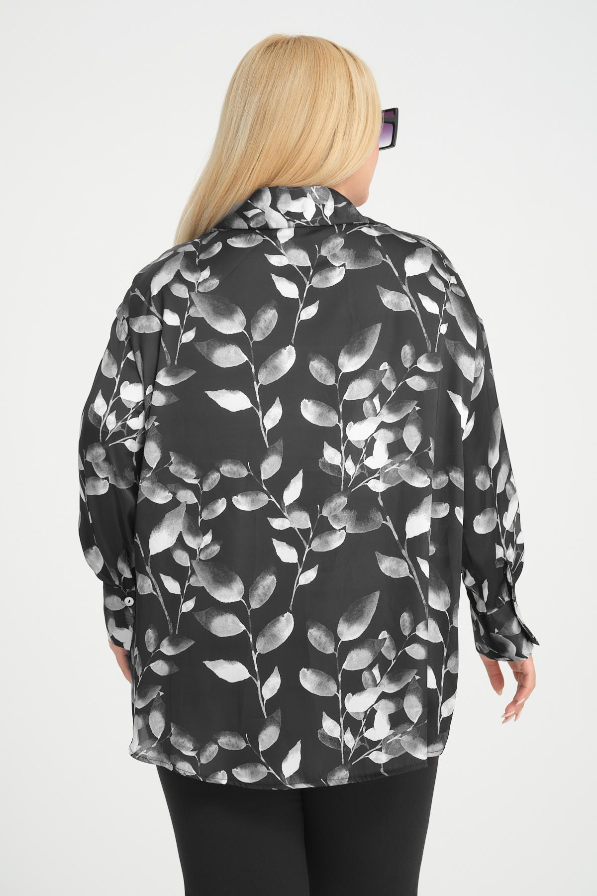 Women patterned shirt Plus size wholesale Black color 698884