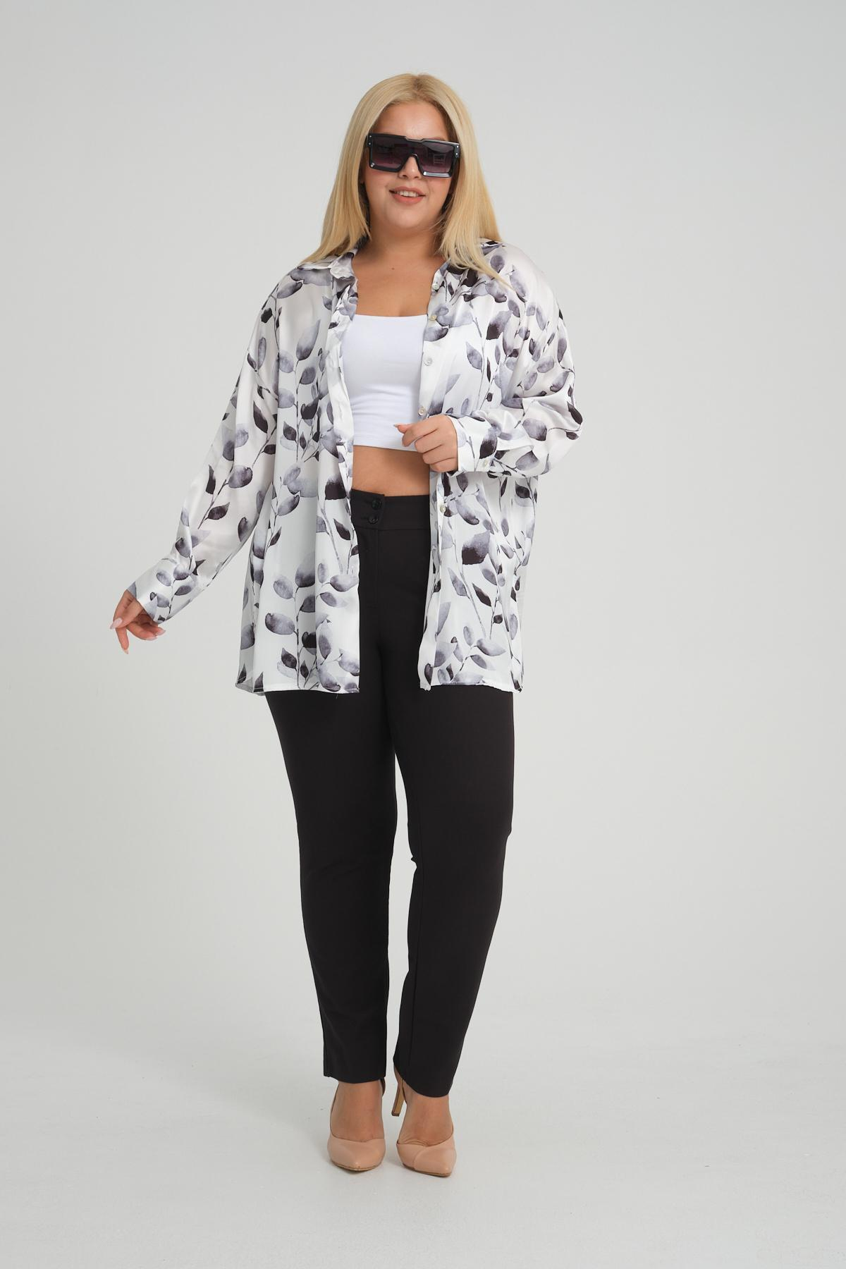 Women patterned shirt Plus size wholesale White color 698885