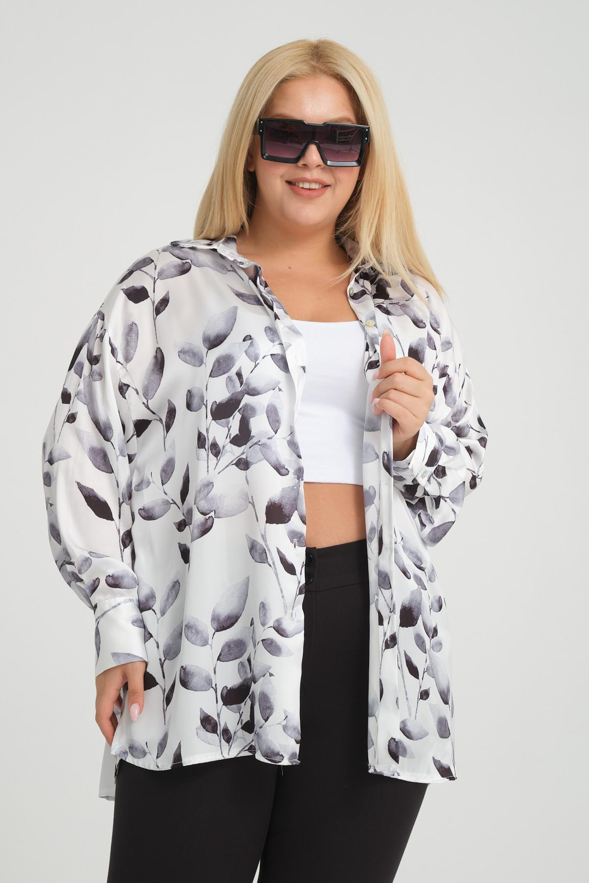 Women patterned shirt Plus size wholesale White color 698885