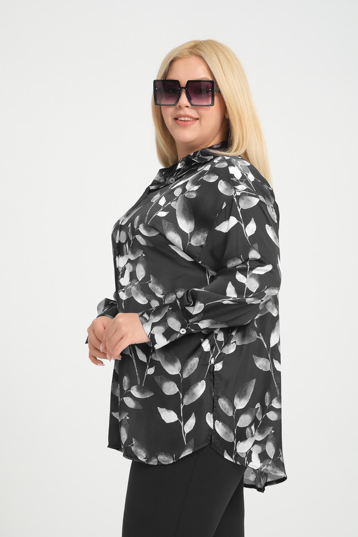 Women patterned shirt Plus size wholesale Black color 698884