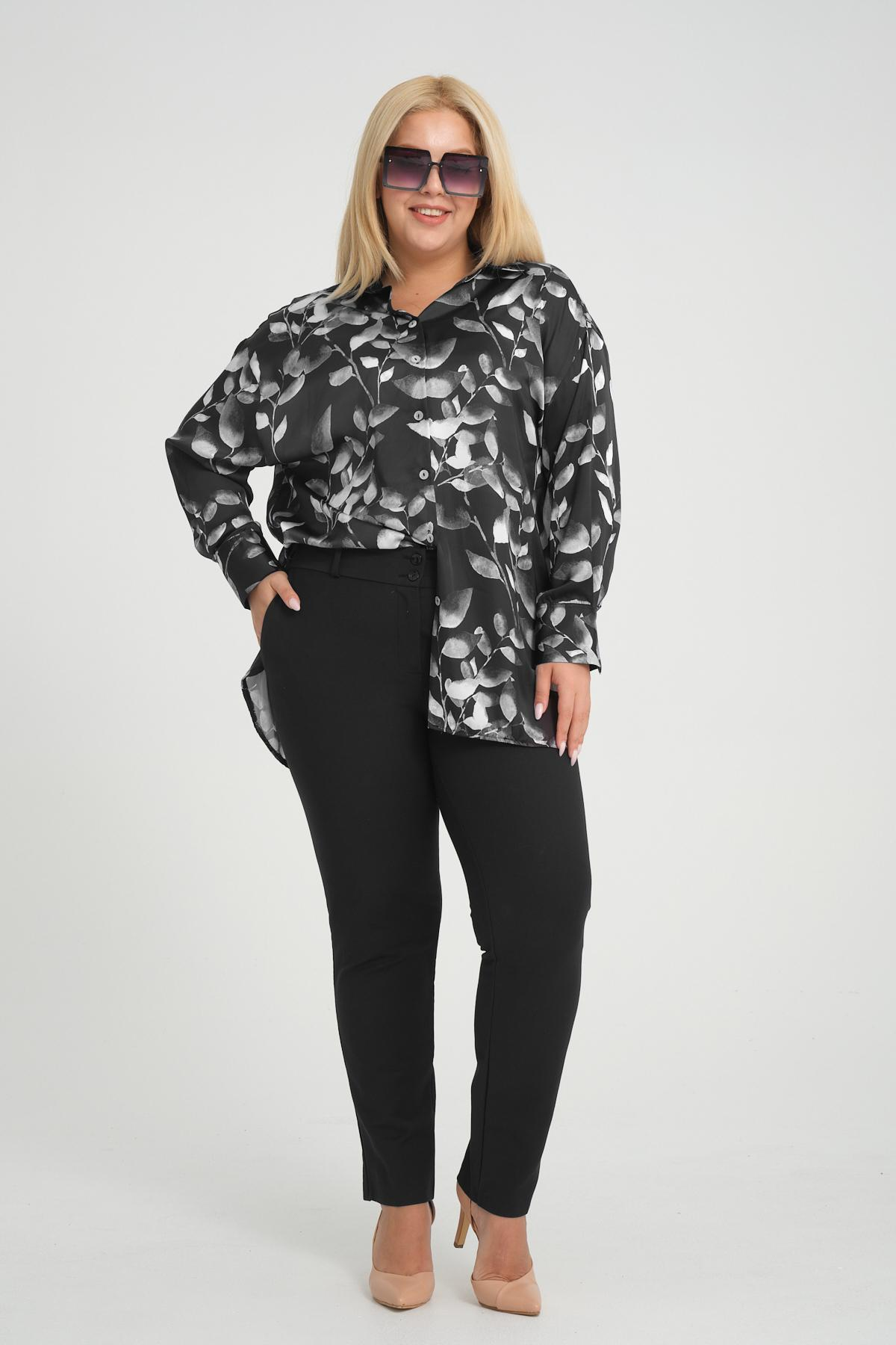 Women patterned shirt Plus size wholesale Black color 698884