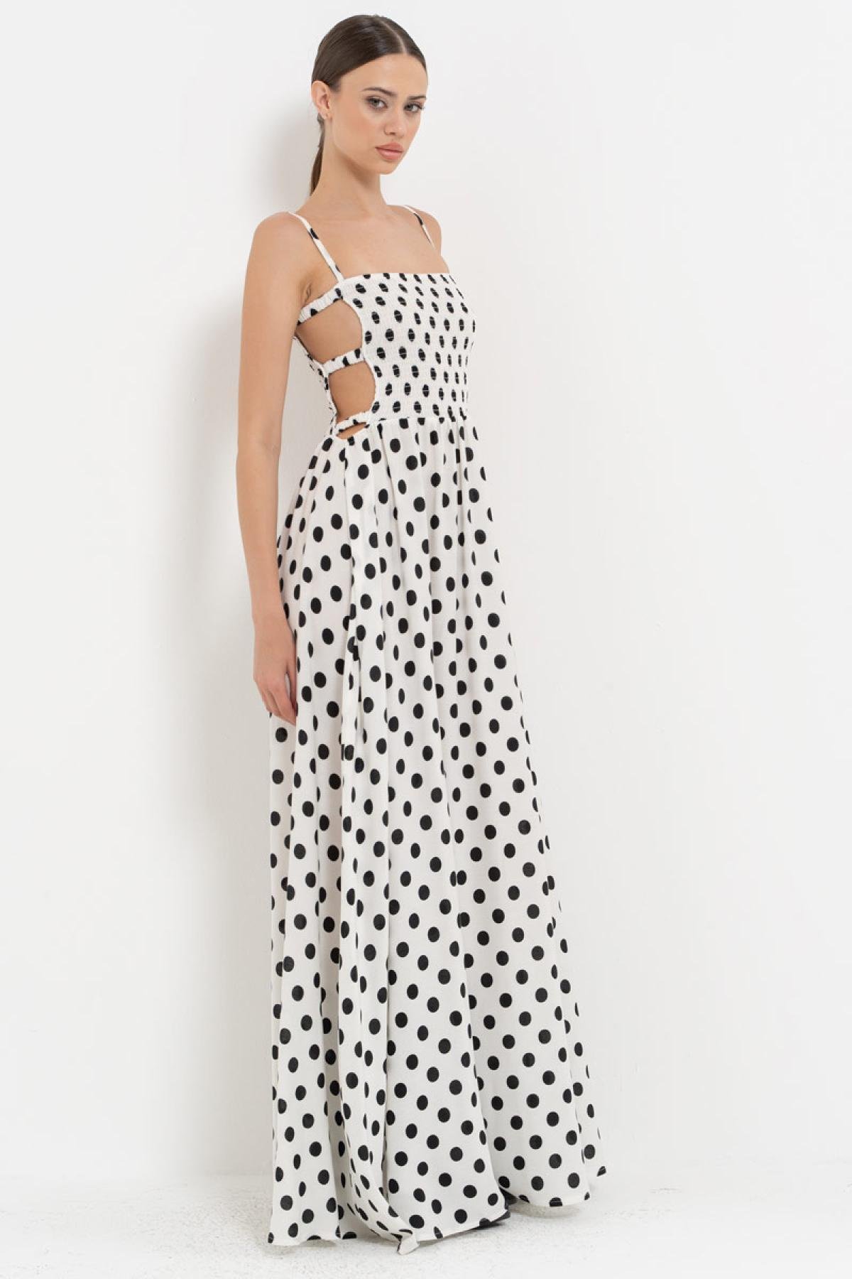 Women polka dot cami maxi dress wholesale White color 698064