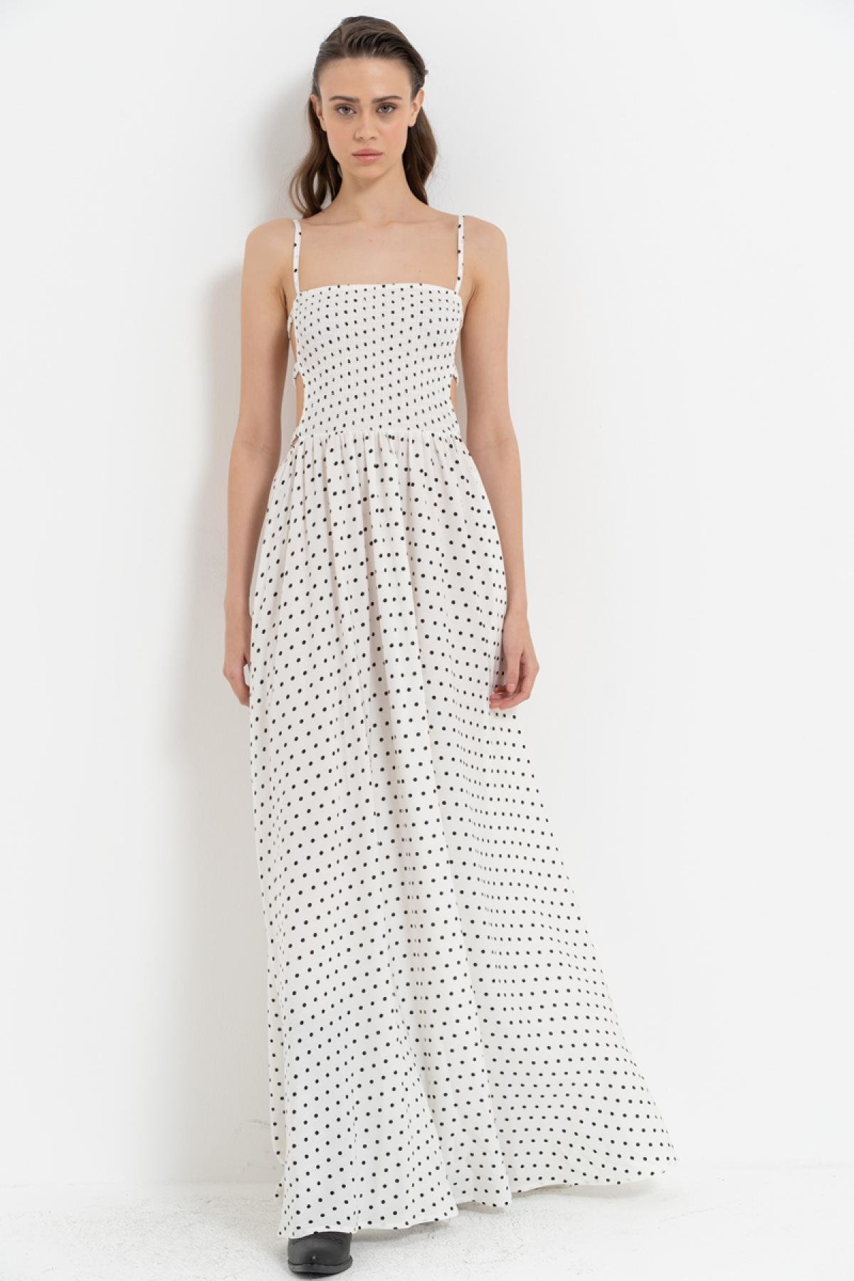 Women polka dot cami maxi dress wholesale White color 698063
