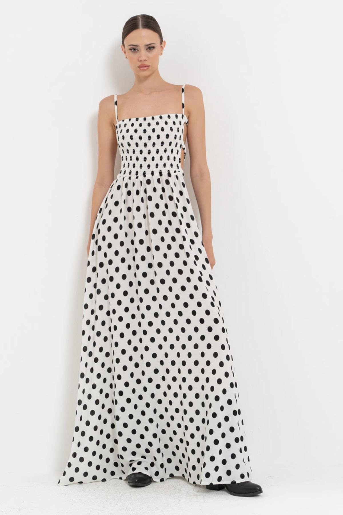 Women polka dot cami maxi dress wholesale White color 698064