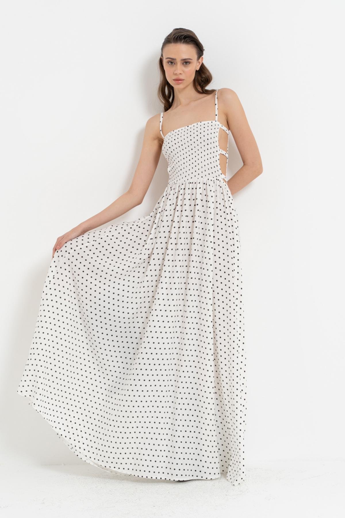 Women polka dot cami maxi dress wholesale White color 698063