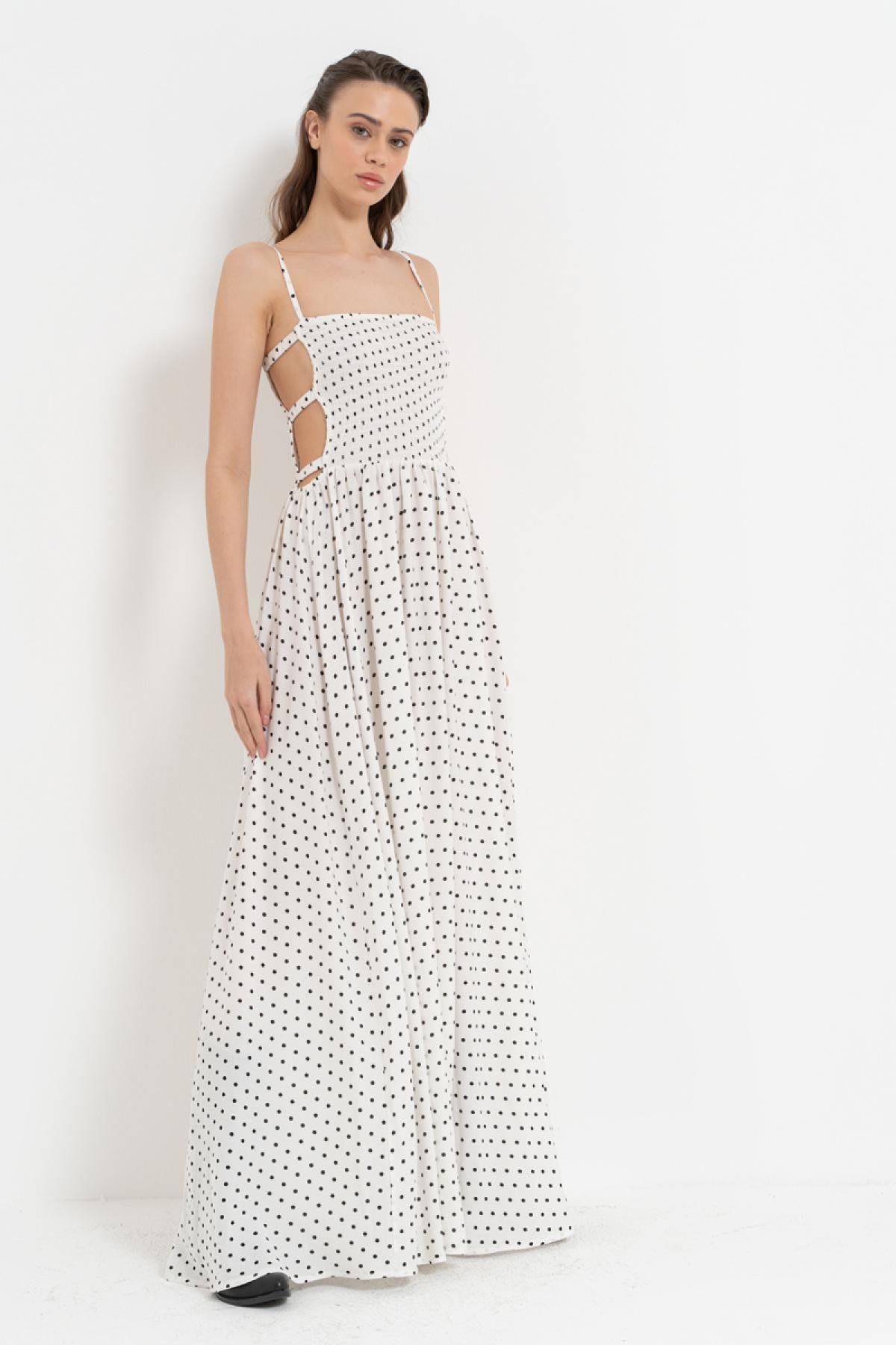 Women polka dot cami maxi dress wholesale White color 698063