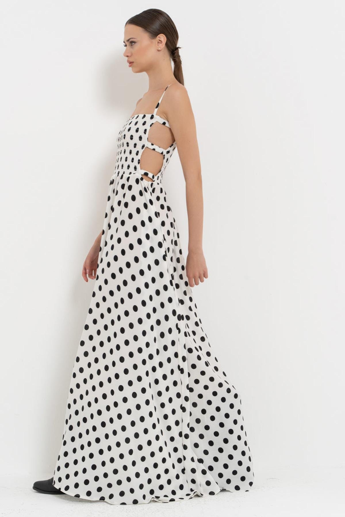 Women polka dot cami maxi dress wholesale White color 698064