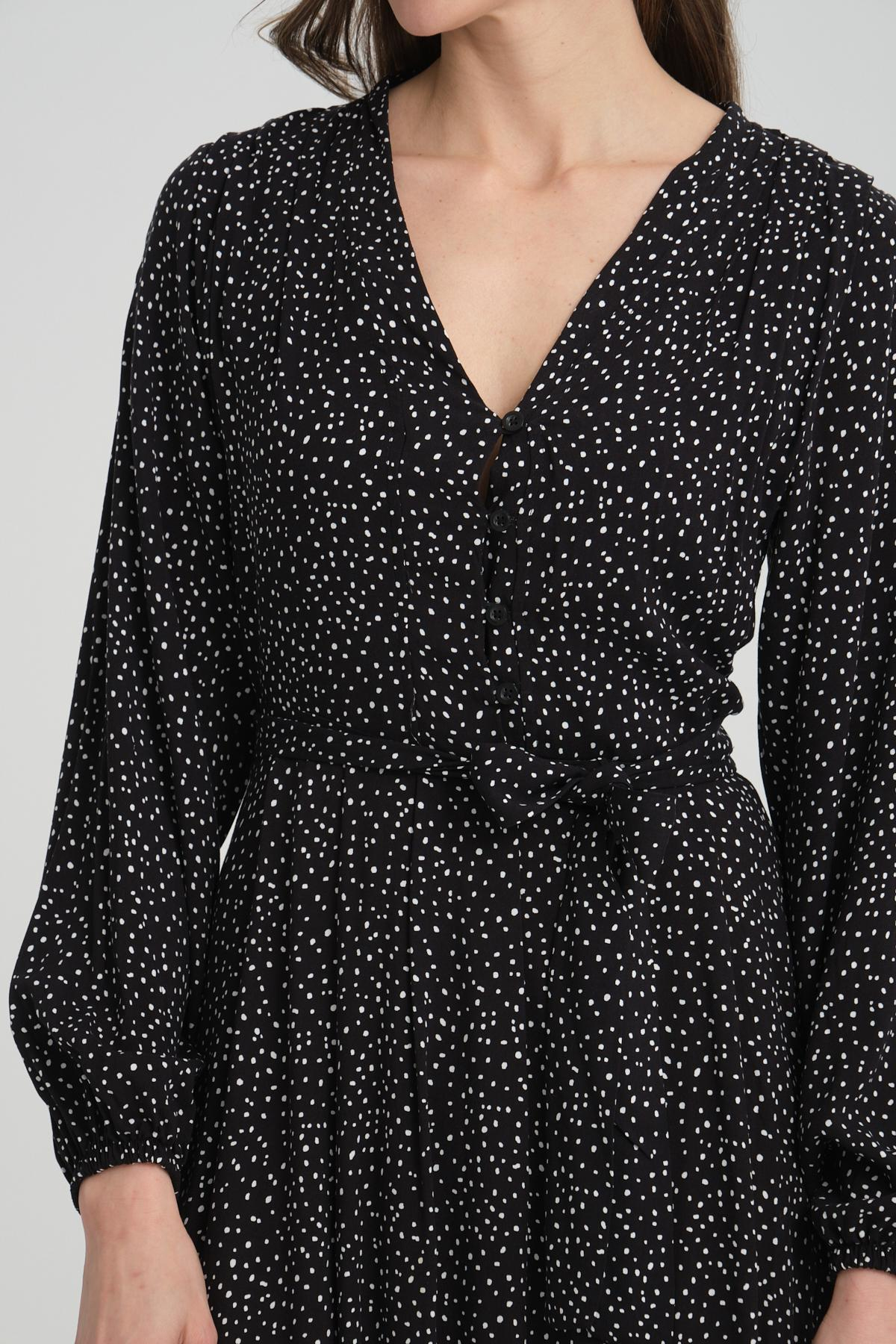 Women polka dot midi dress wholesale Black color 693917