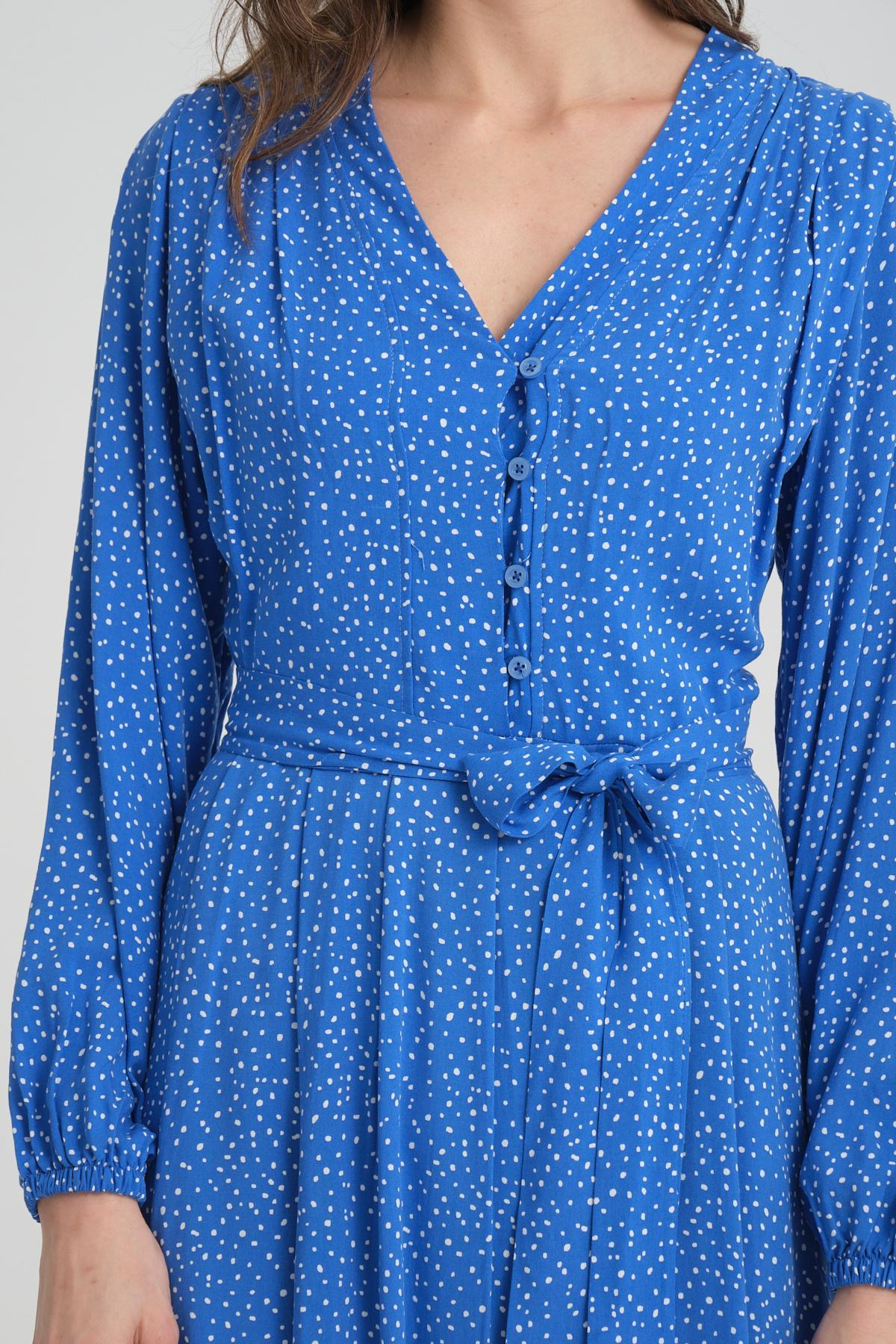 Women polka dot midi dress wholesale Blue color 693920