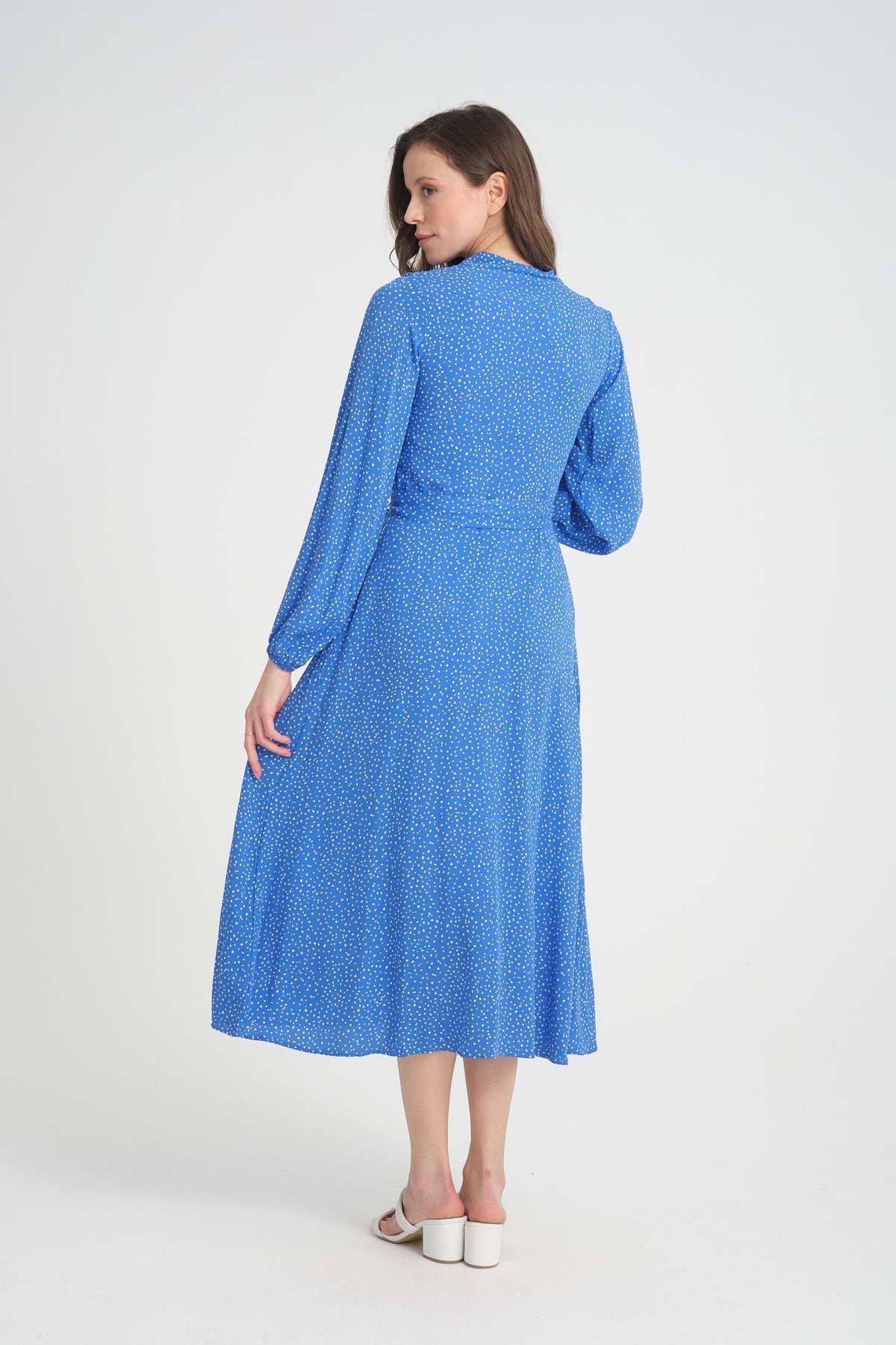 Women polka dot midi dress wholesale Blue color 693920