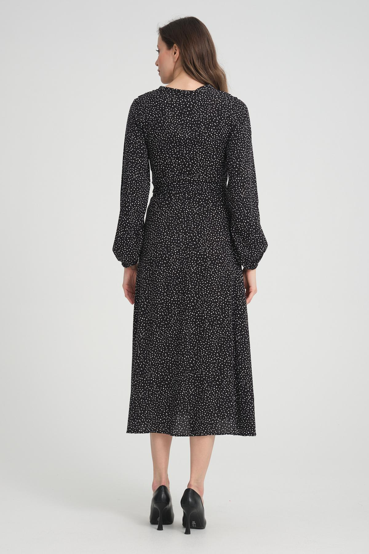 Women polka dot midi dress wholesale Black color 693917