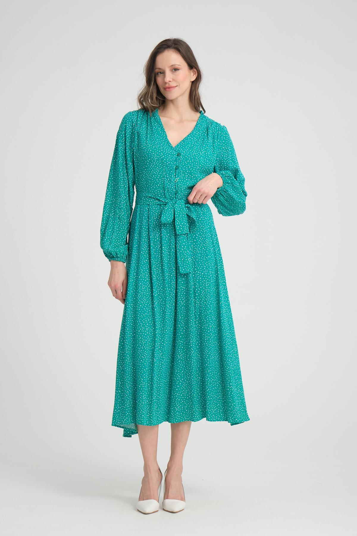 Women polka dot midi dress wholesale Green color 693918