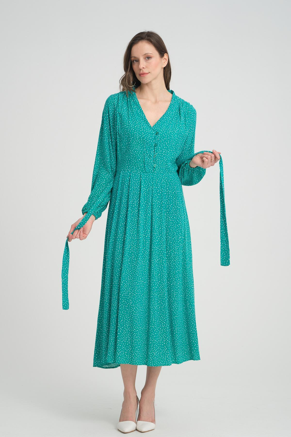 Women polka dot midi dress wholesale Green color 693918