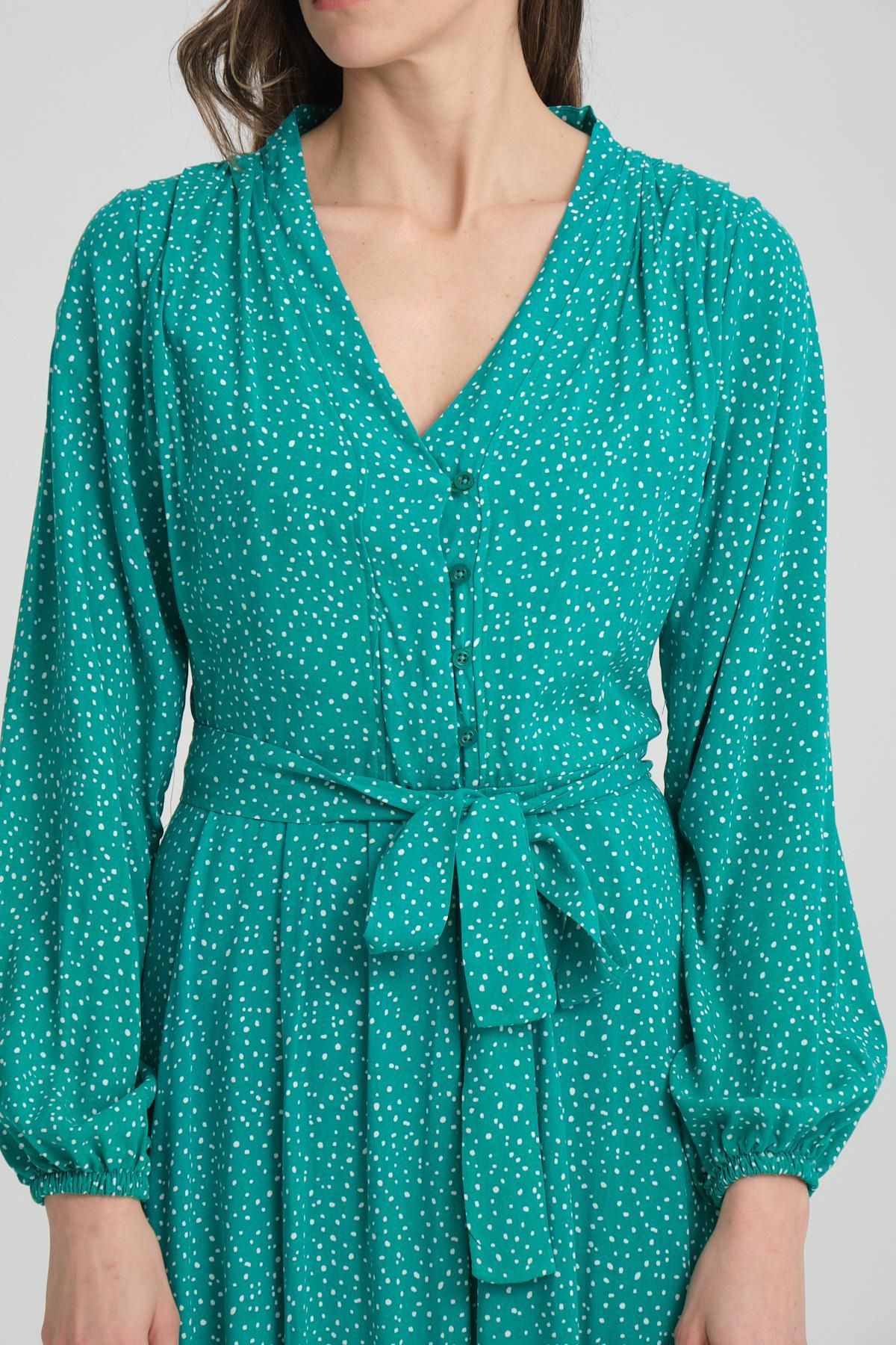 Women polka dot midi dress wholesale Green color 693918