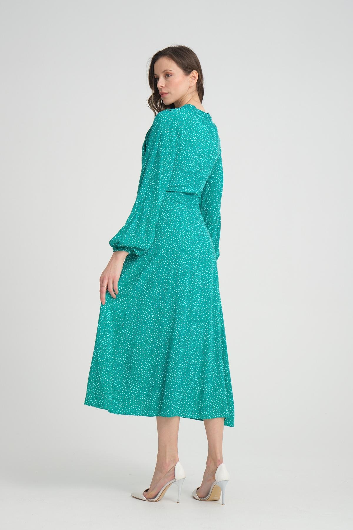 Women polka dot midi dress wholesale Green color 693918
