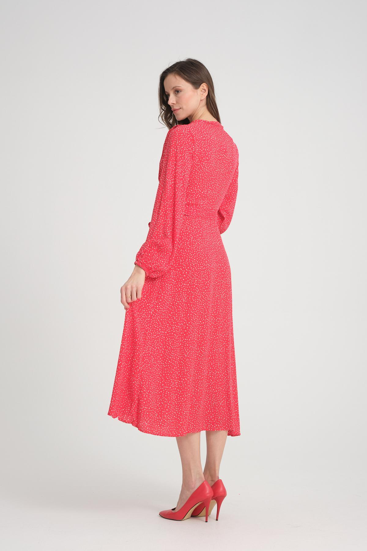 Women polka dot midi dress wholesale Red color 693919