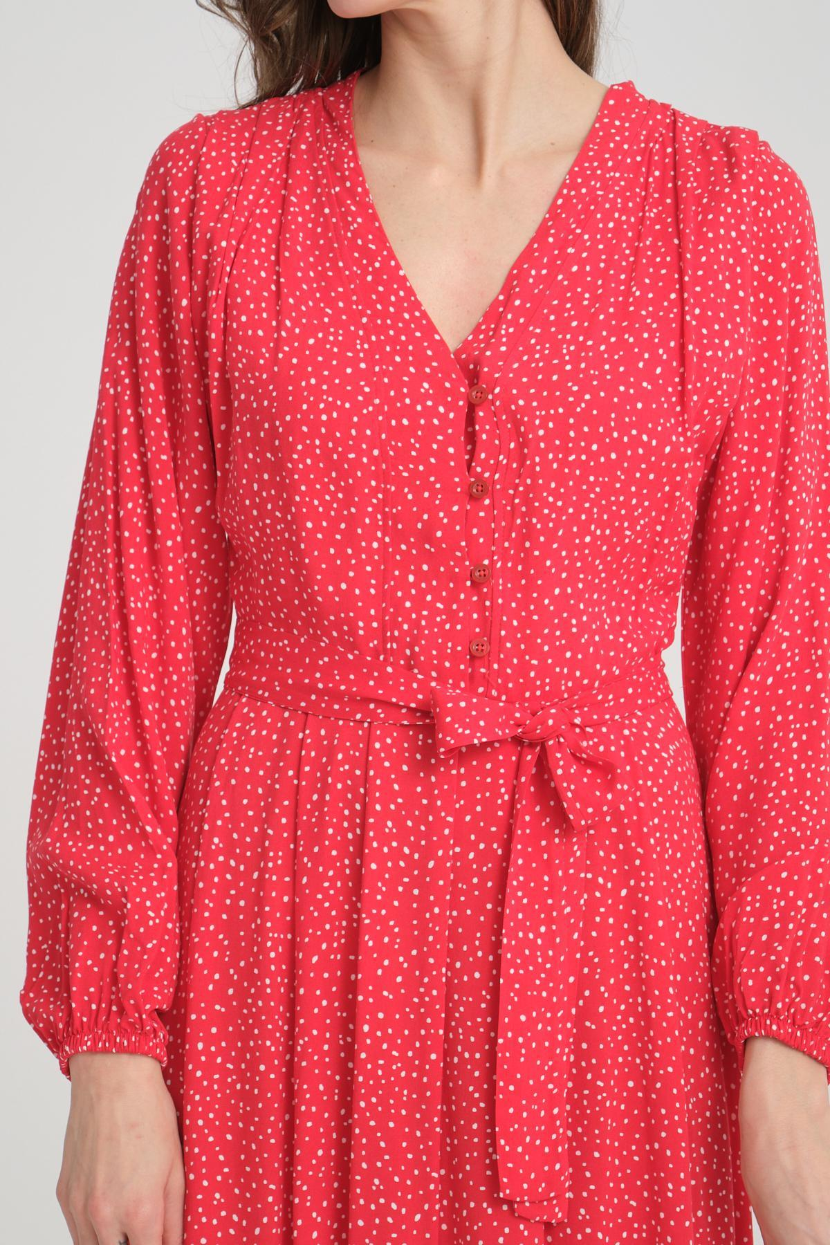 Women polka dot midi dress wholesale Red color 693919