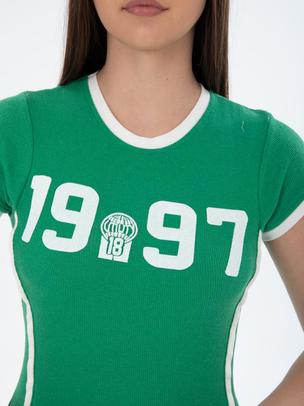 Women printed sport mini dress wholesale Green color