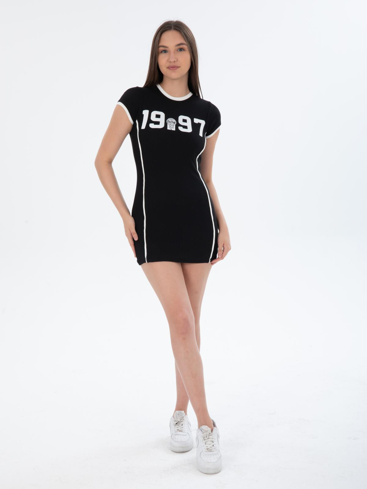Women printed sport mini dress wholesale Black color