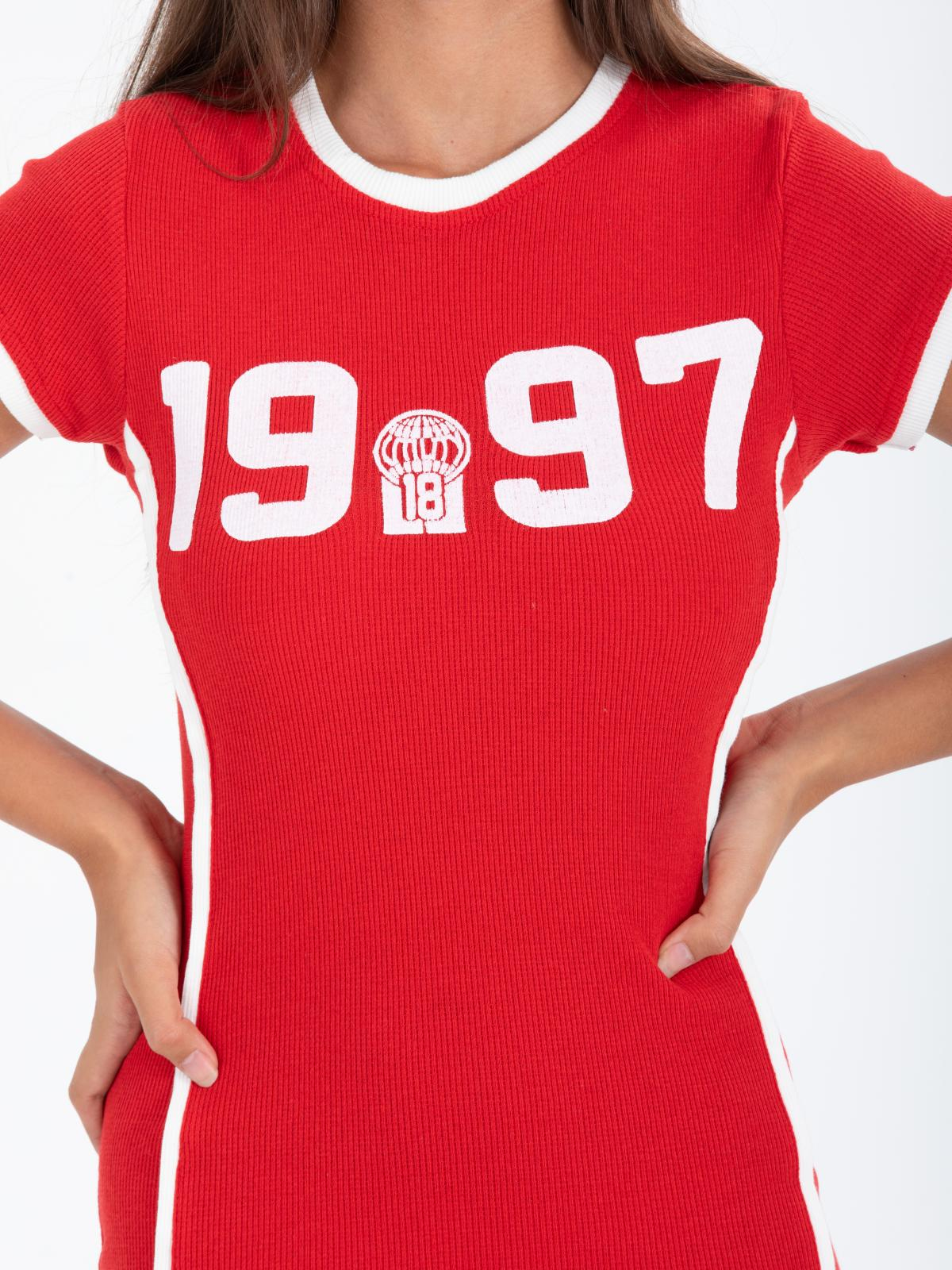 Women printed sport mini dress wholesale Red color