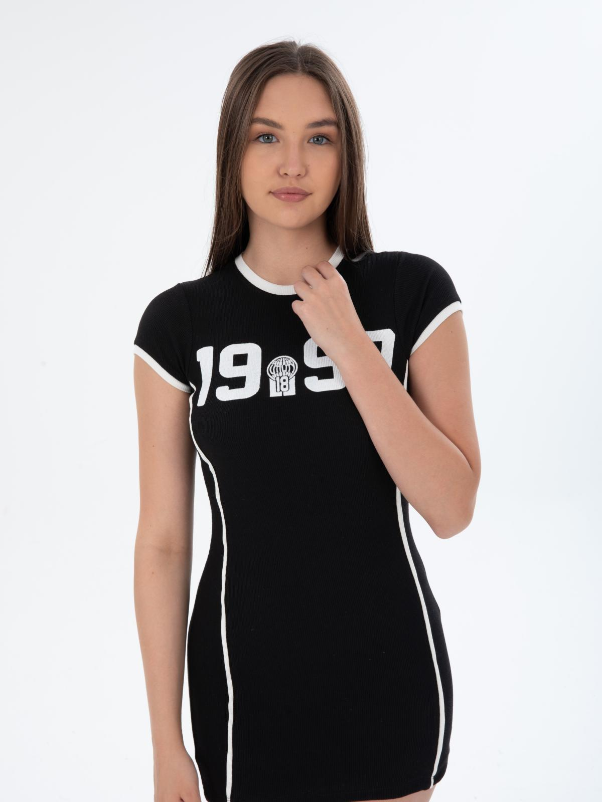 Women printed sport mini dress wholesale Black color
