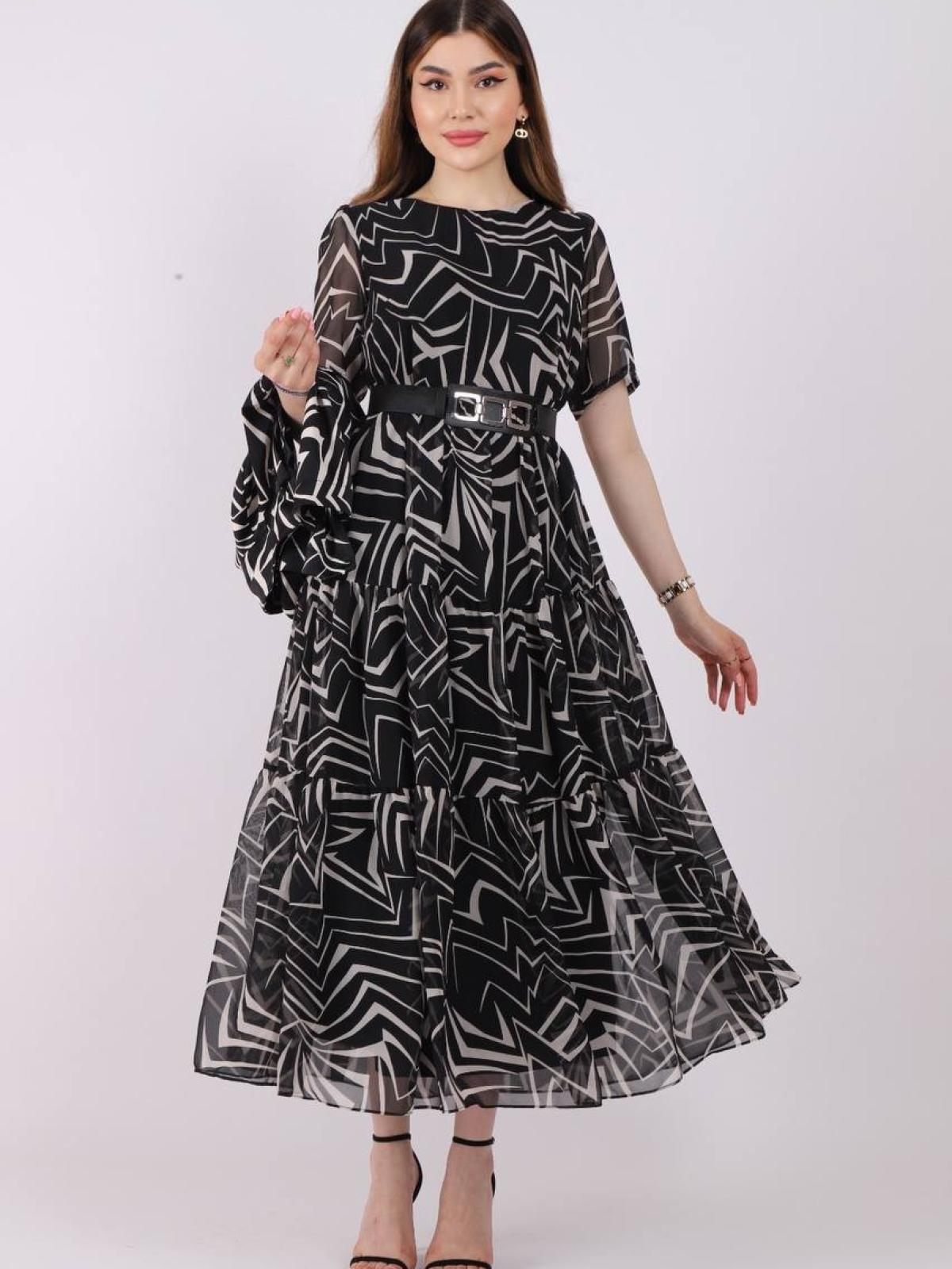 Women satin blazer and chiffon midi dress set wholesale Black color