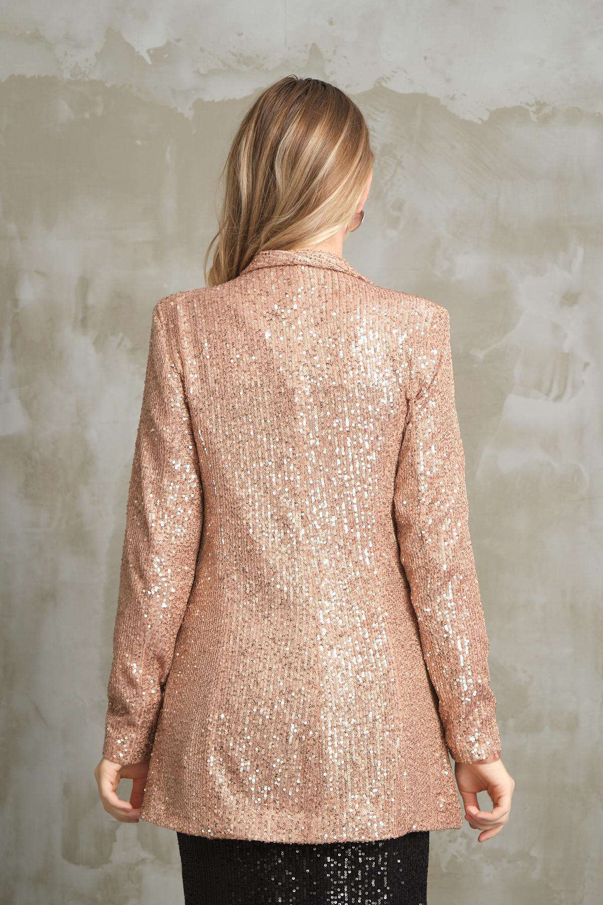 Women sequin blazer lined wholesale Beige color 698832