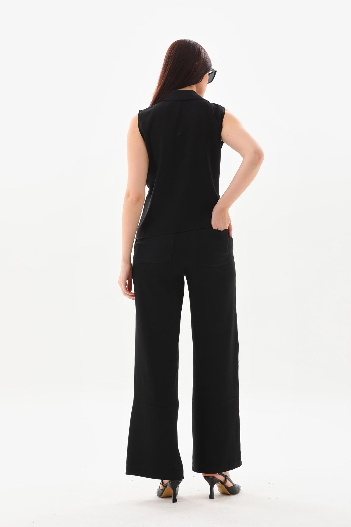 Women shirt and pants set Plus size wholesale Black color 691579