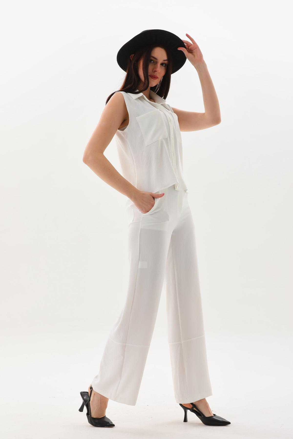 Women shirt and pants set Plus size wholesale White color 691580