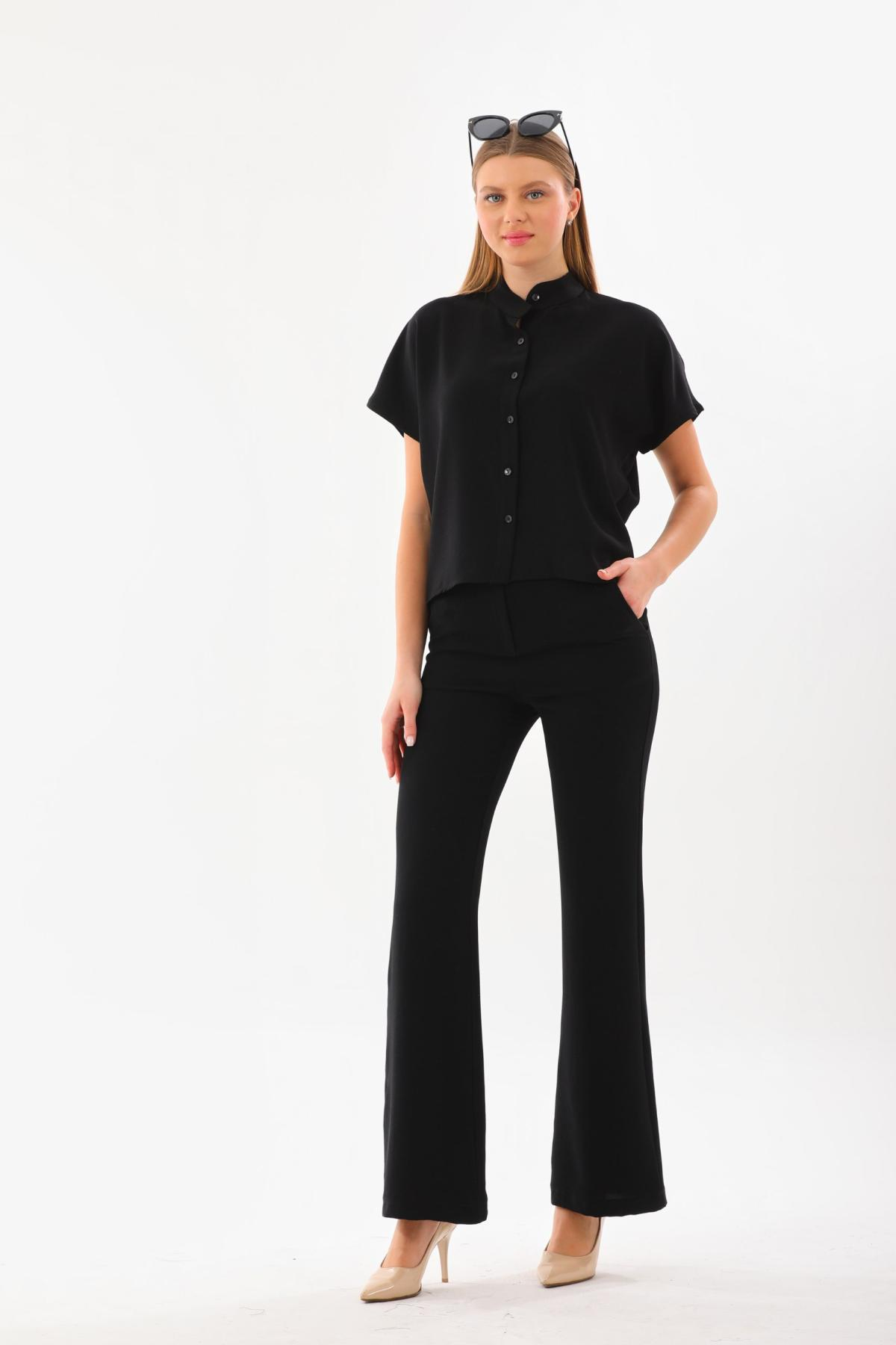 Women shirt and pants set wholesale Black color 691550