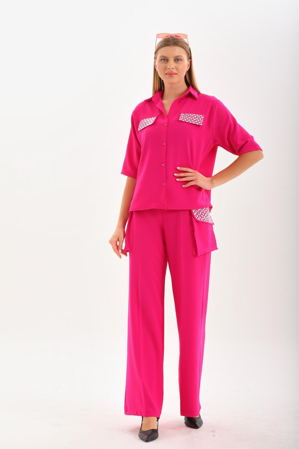 Women shirt and pants set wholesale Fuchsia color 691523
