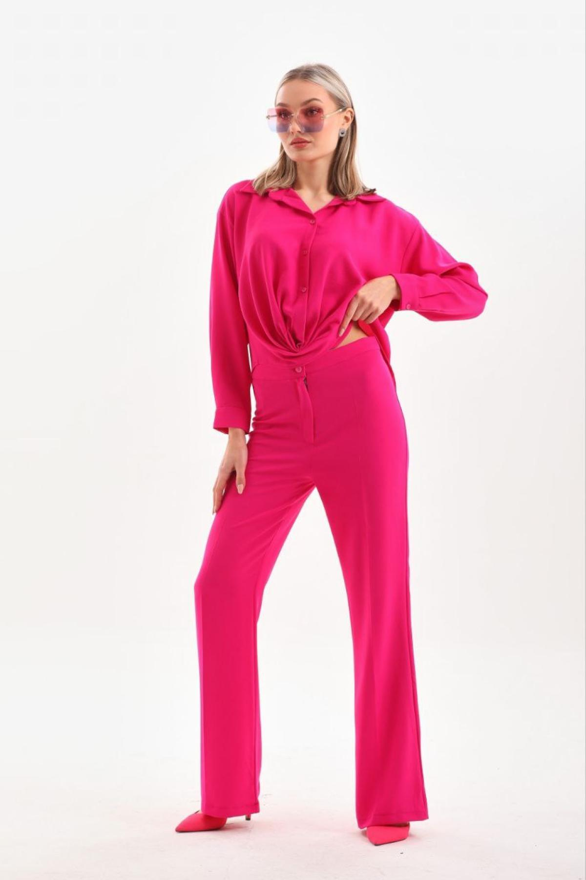Women shirt and pants set wholesale Fuchsia color 691595