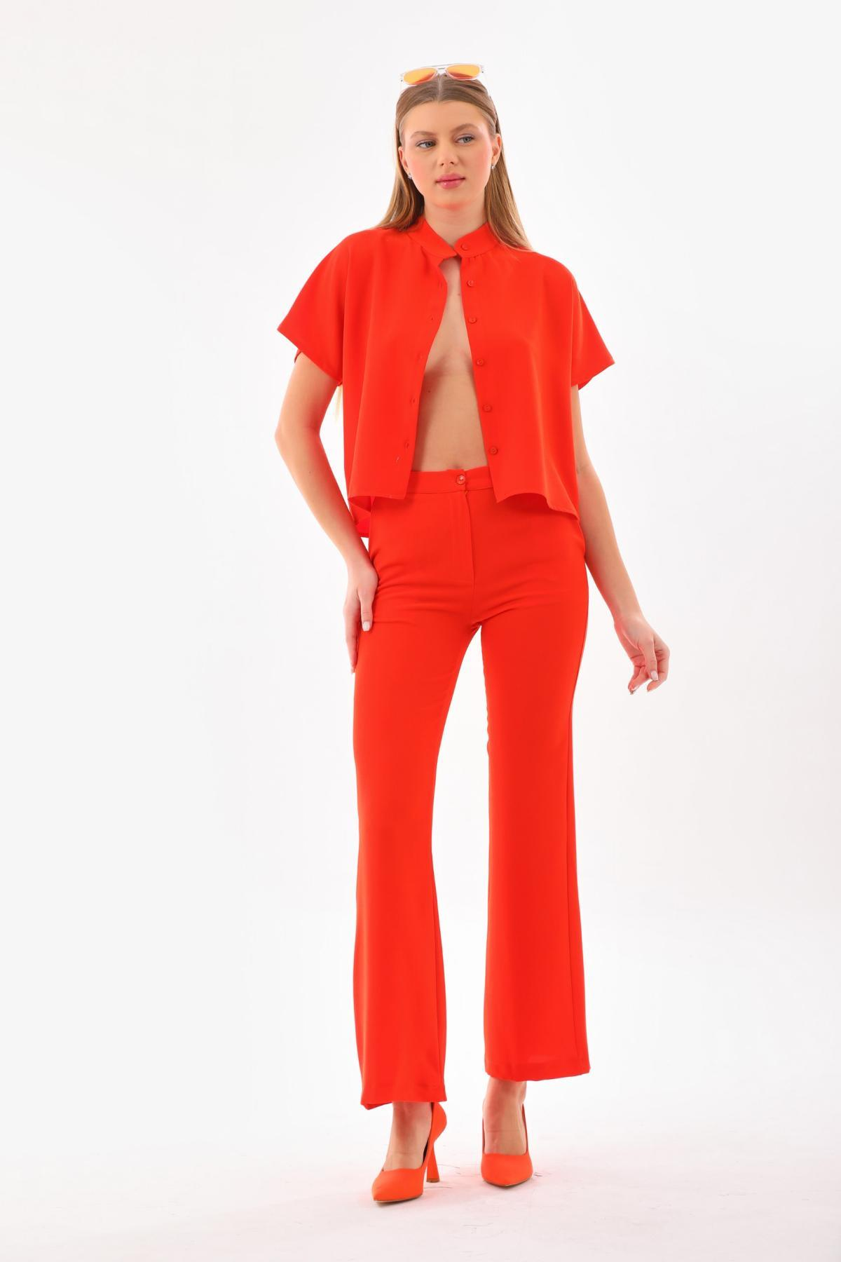 Women shirt and pants set wholesale Scarlet color 691556