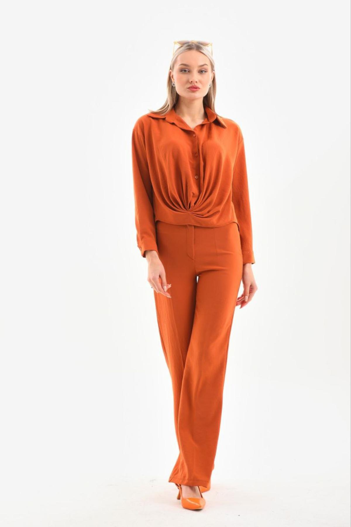 Women shirt and pants set wholesale Terracotta color 691594