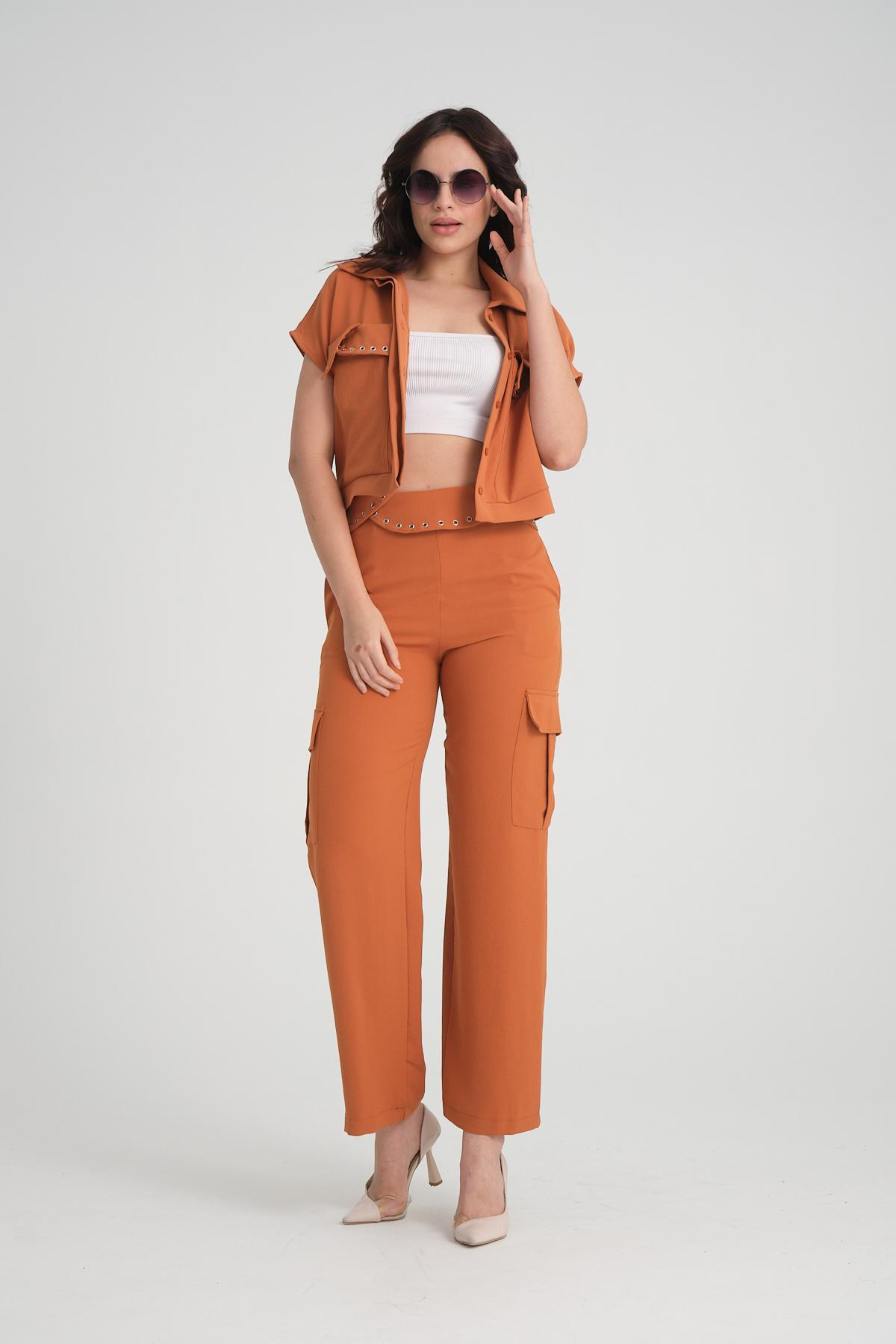 Women shirt and pants set wholesale Terracotta color 693692