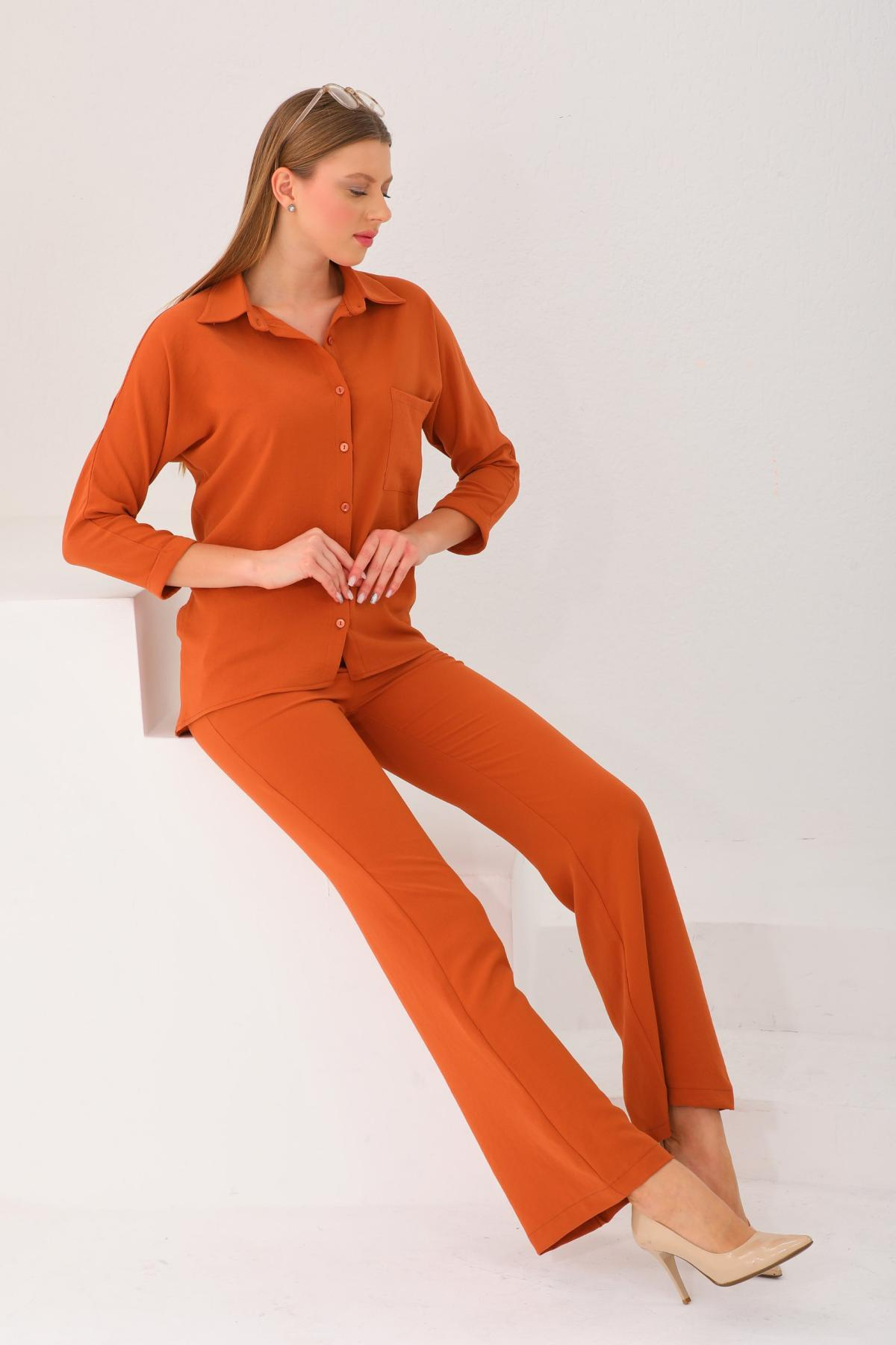 Women shirt and pants set wholesale Terracotta color 691563