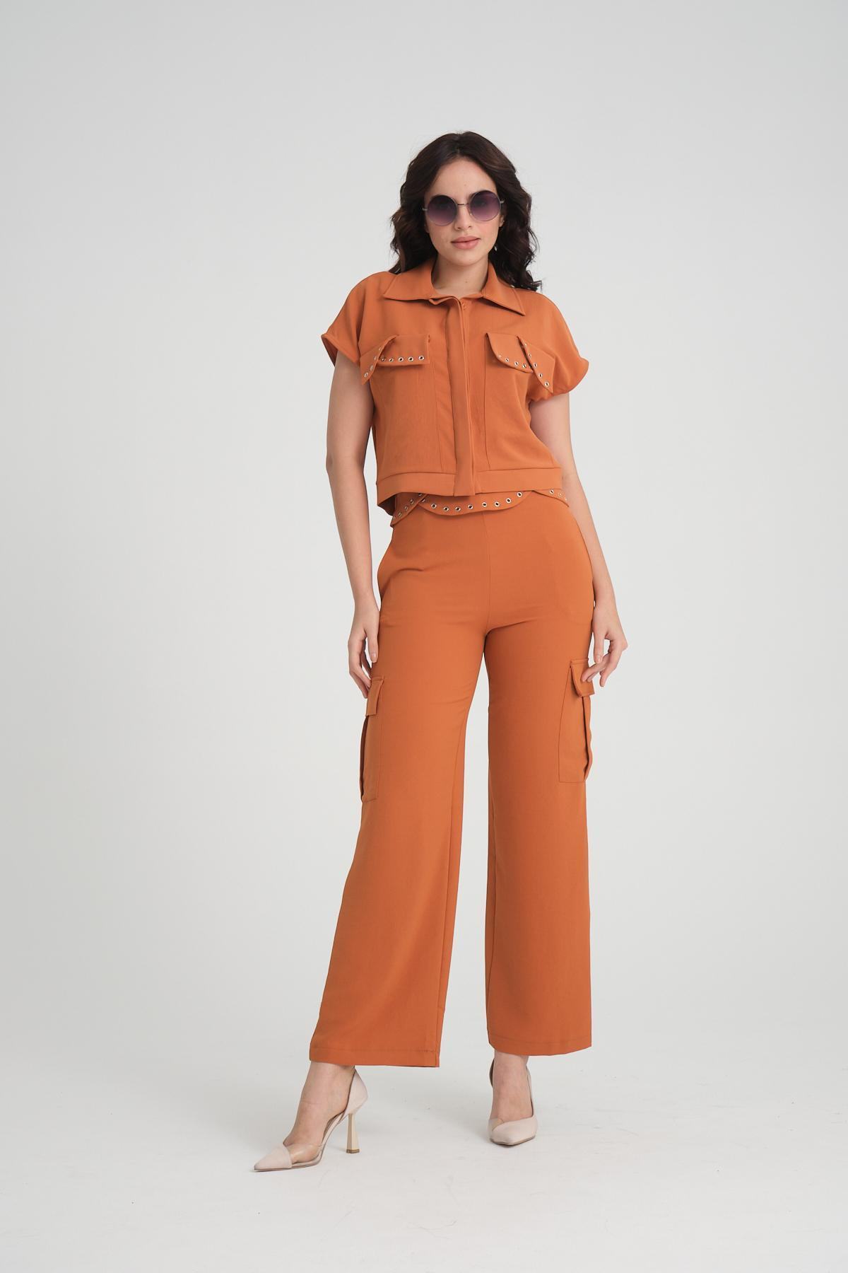 Women shirt and pants set wholesale Terracotta color 693692