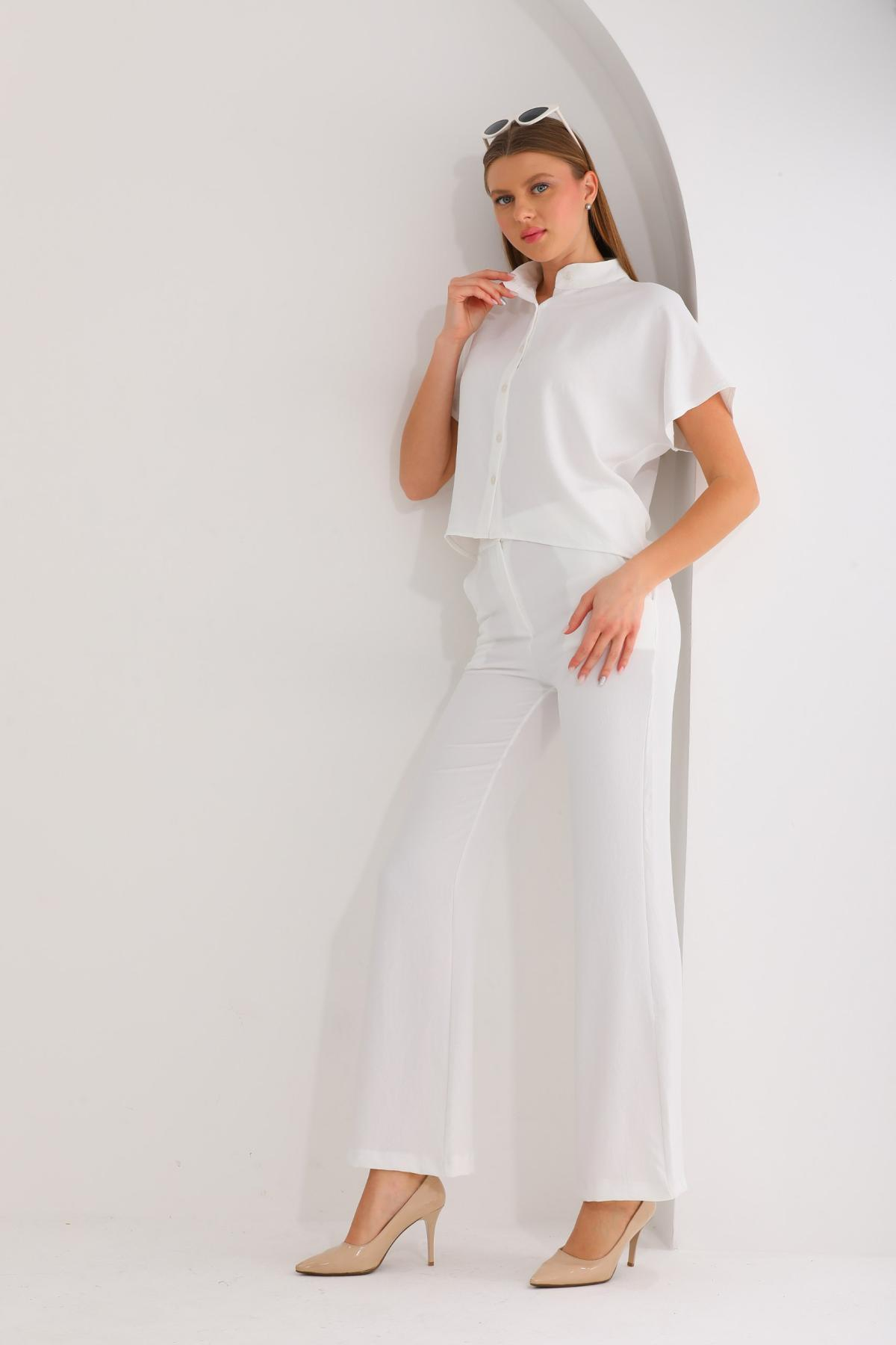 Women shirt and pants set wholesale White color 691551