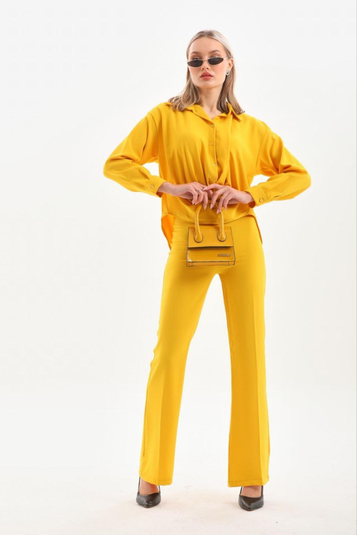 Women shirt and pants set wholesale Yellow color 691591