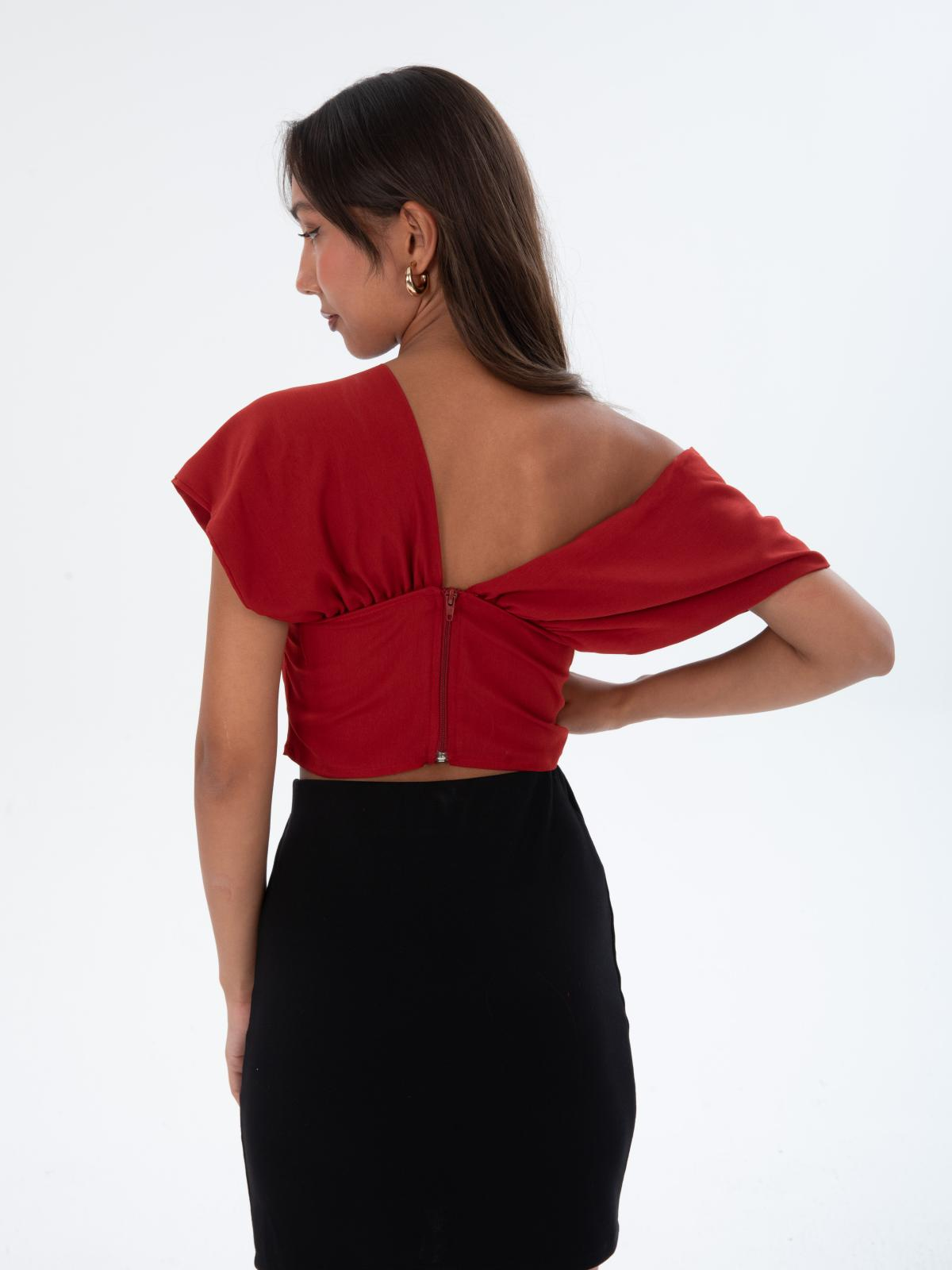 Women short-sleeve crop-top wholesale Burgundy color