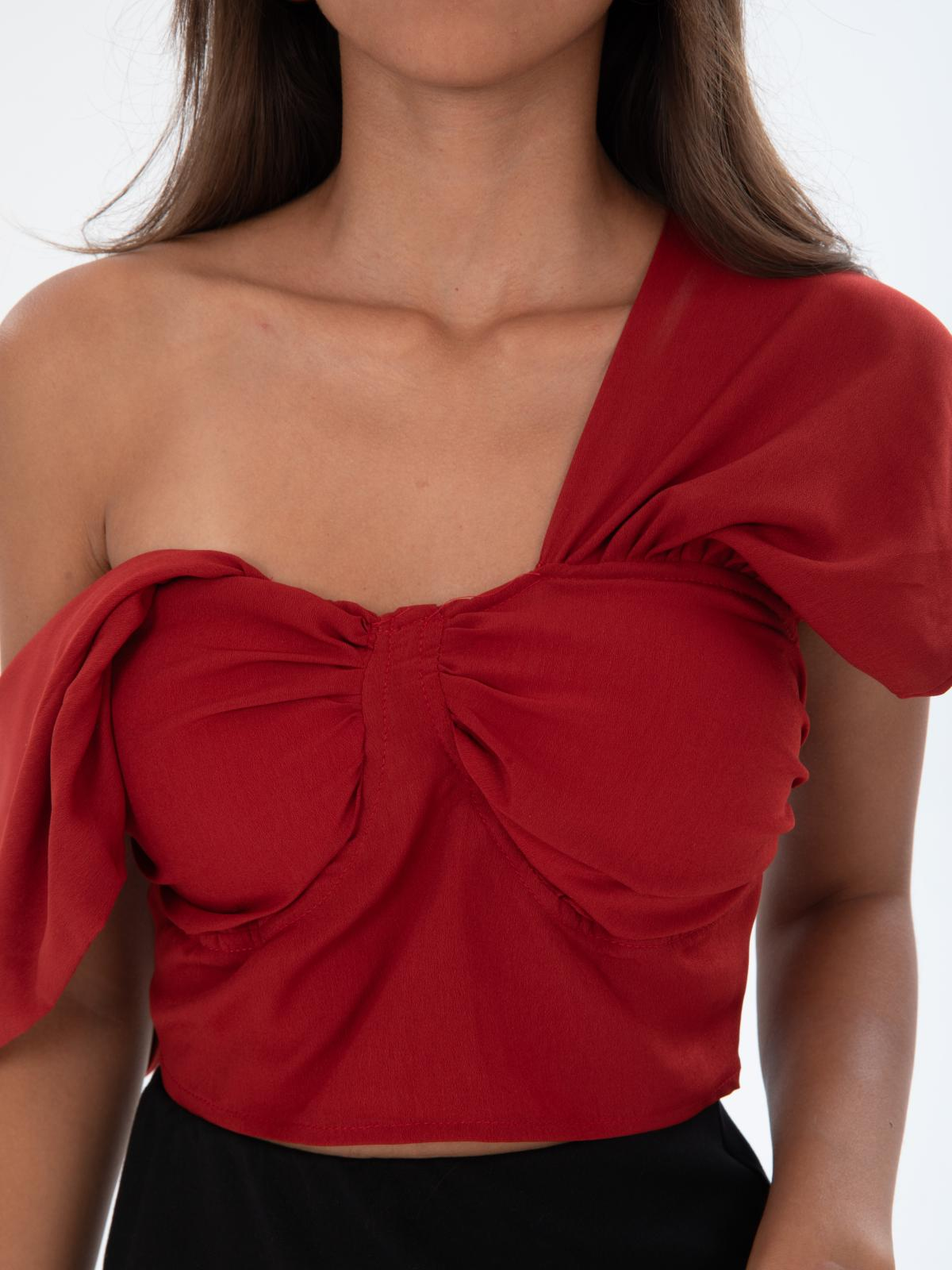 Women short-sleeve crop-top wholesale Burgundy color