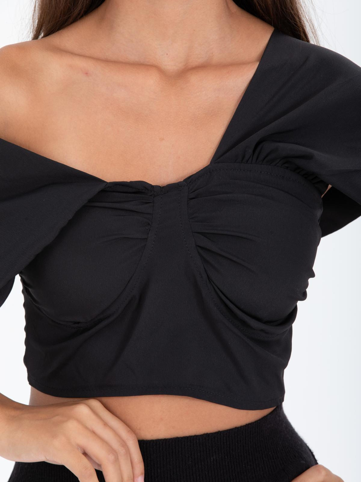 Women short-sleeve crop-top wholesale Black color