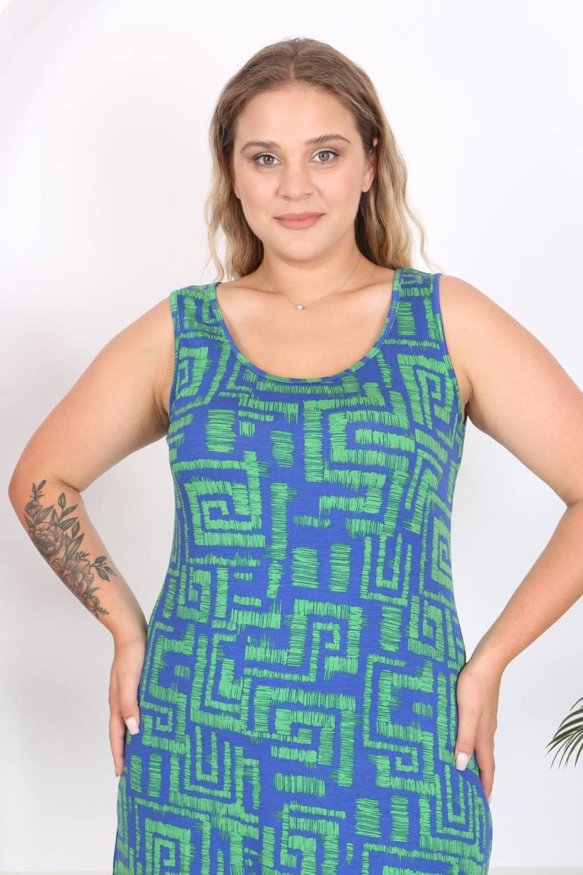 Women sleeveless midi dress Plus size wholesale Blue color 697225