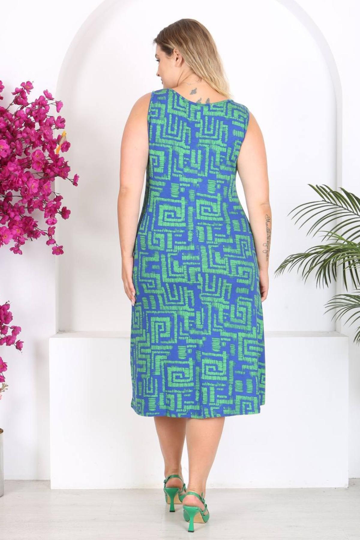 Women sleeveless midi dress Plus size wholesale Blue color 697225