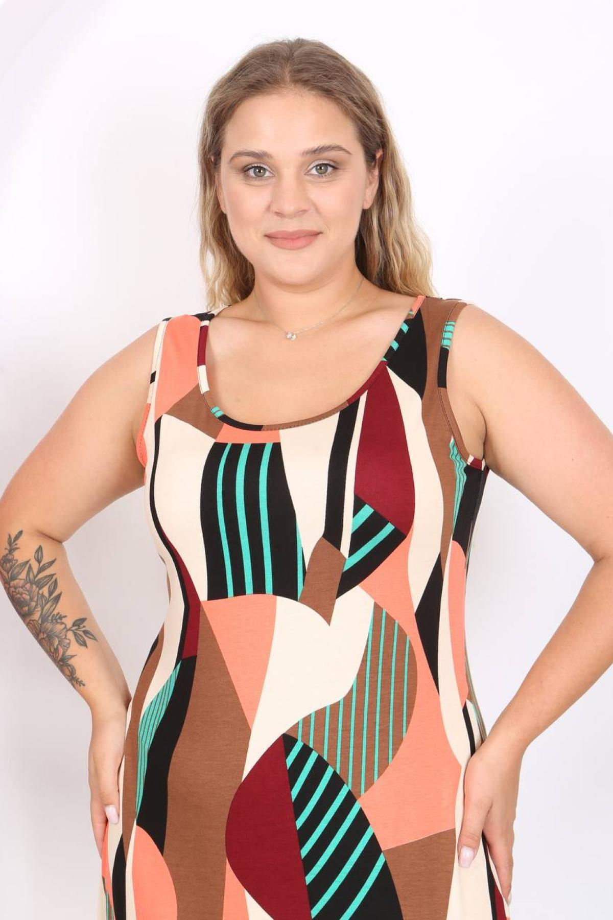 Women sleeveless midi dress Plus size wholesale Salmon color 697223